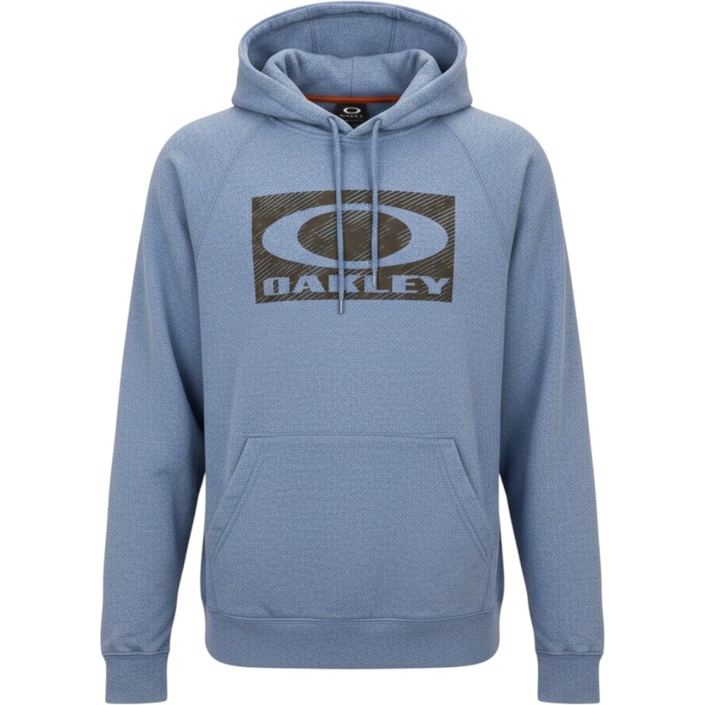 Oakley Mens B1B Logo Hoodie Light Blue Heathered Pullover Sweatshirt XL Regular